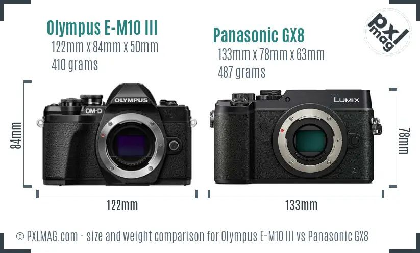 Olympus E-M10 III vs Panasonic GX8 size comparison