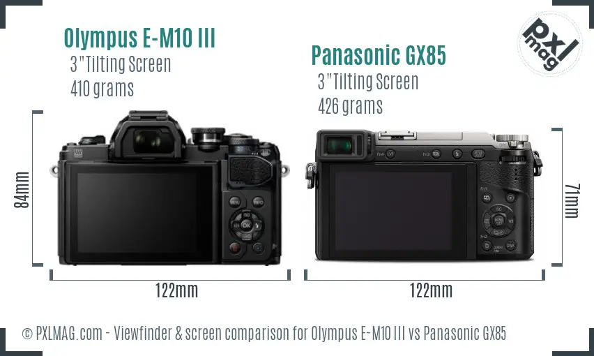 Olympus E-M10 III vs Panasonic GX85 Screen and Viewfinder comparison