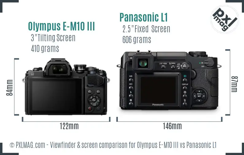 Olympus E-M10 III vs Panasonic L1 Screen and Viewfinder comparison