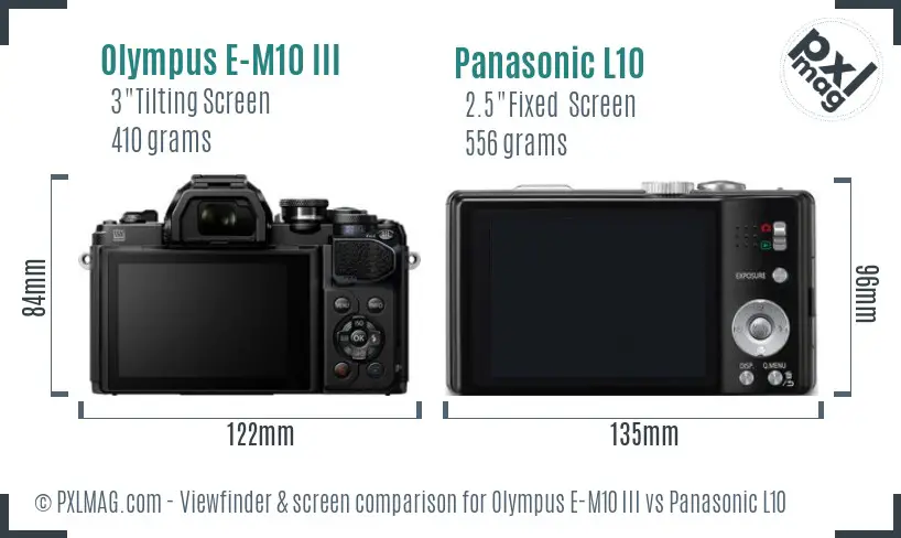 Olympus E-M10 III vs Panasonic L10 Screen and Viewfinder comparison