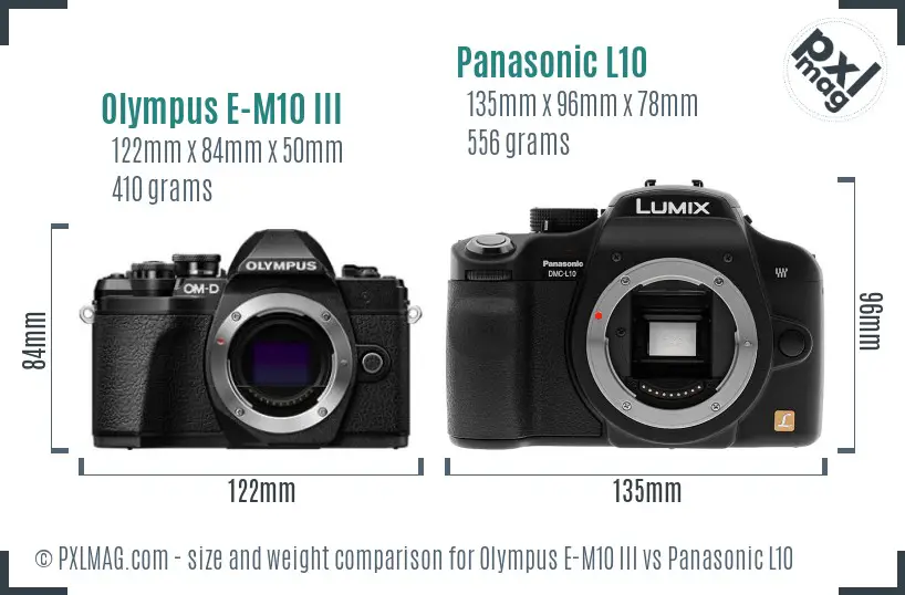 Olympus E-M10 III vs Panasonic L10 size comparison