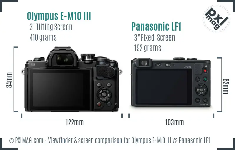 Olympus E-M10 III vs Panasonic LF1 Screen and Viewfinder comparison