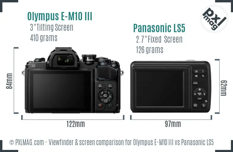 Olympus E-M10 III vs Panasonic LS5 Screen and Viewfinder comparison