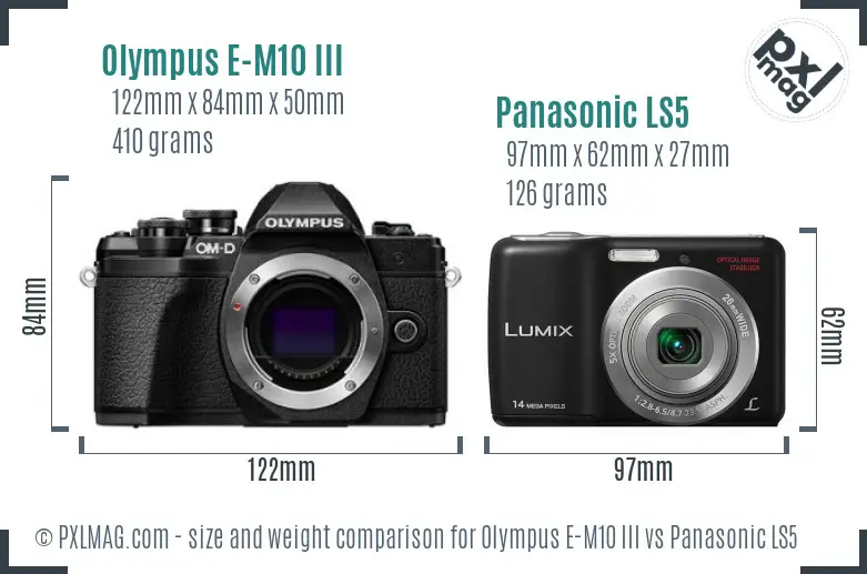 Olympus E-M10 III vs Panasonic LS5 size comparison