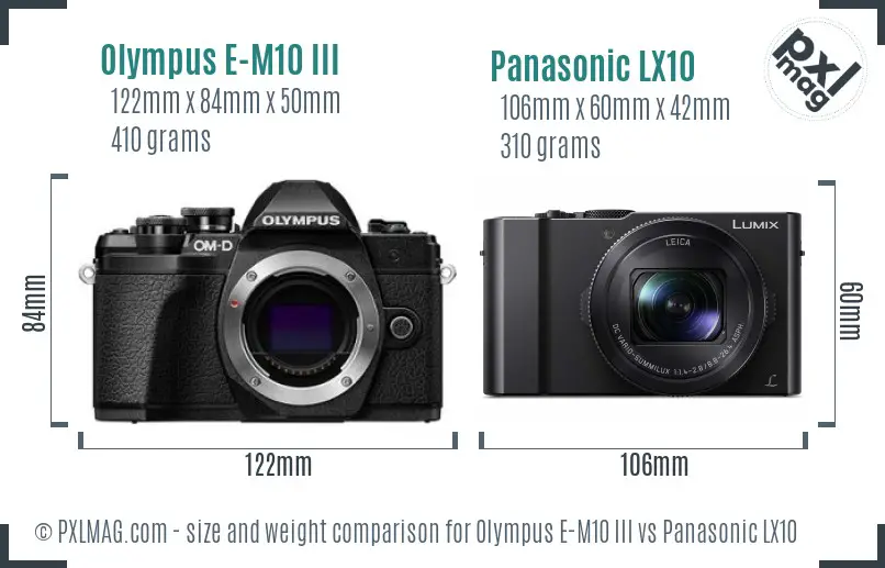 Olympus E-M10 III vs Panasonic LX10 size comparison