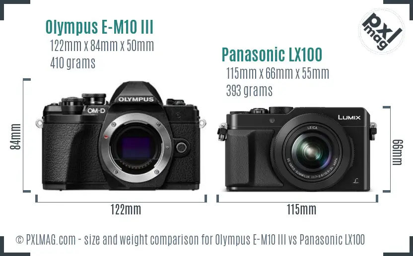 Olympus E-M10 III vs Panasonic LX100 size comparison