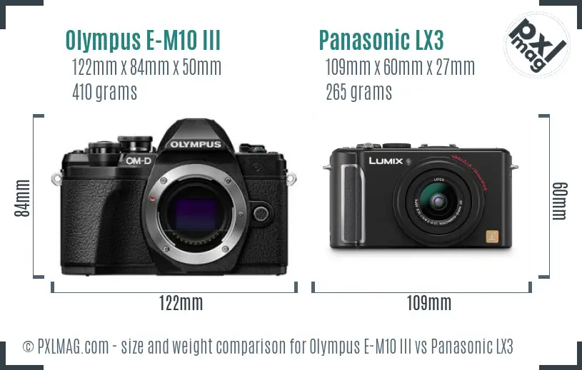 Olympus E-M10 III vs Panasonic LX3 size comparison