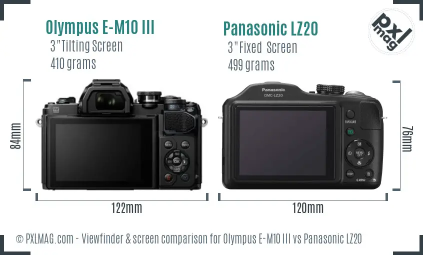 Olympus E-M10 III vs Panasonic LZ20 Screen and Viewfinder comparison