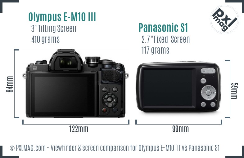 Olympus E-M10 III vs Panasonic S1 Screen and Viewfinder comparison