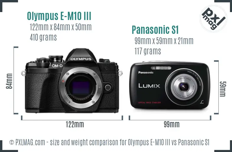 Olympus E-M10 III vs Panasonic S1 size comparison