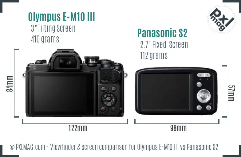 Olympus E-M10 III vs Panasonic S2 Screen and Viewfinder comparison