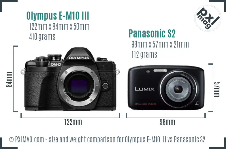 Olympus E-M10 III vs Panasonic S2 size comparison