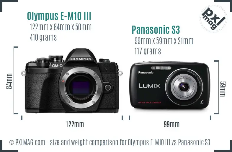 Olympus E-M10 III vs Panasonic S3 size comparison