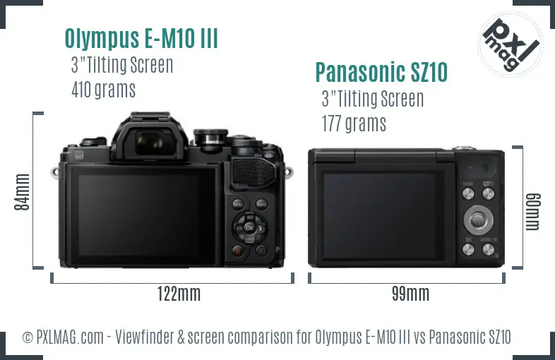 Olympus E-M10 III vs Panasonic SZ10 Screen and Viewfinder comparison