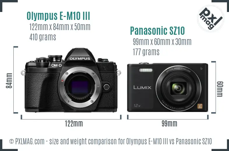 Olympus E-M10 III vs Panasonic SZ10 size comparison