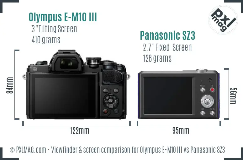 Olympus E-M10 III vs Panasonic SZ3 Screen and Viewfinder comparison