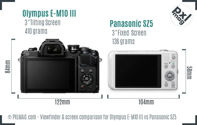 Olympus E-M10 III vs Panasonic SZ5 Screen and Viewfinder comparison