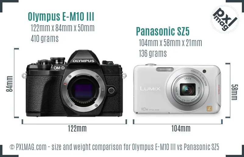 Olympus E-M10 III vs Panasonic SZ5 size comparison