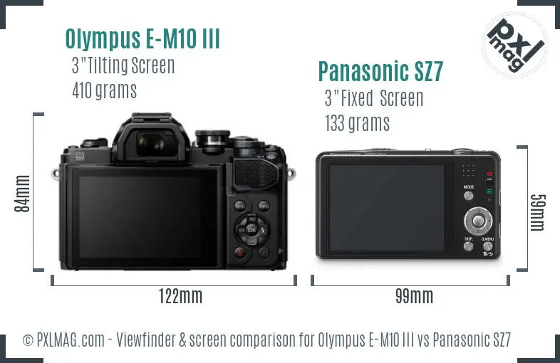 Olympus E-M10 III vs Panasonic SZ7 Screen and Viewfinder comparison
