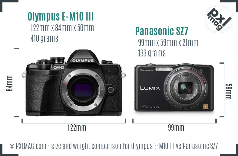 Olympus E-M10 III vs Panasonic SZ7 size comparison
