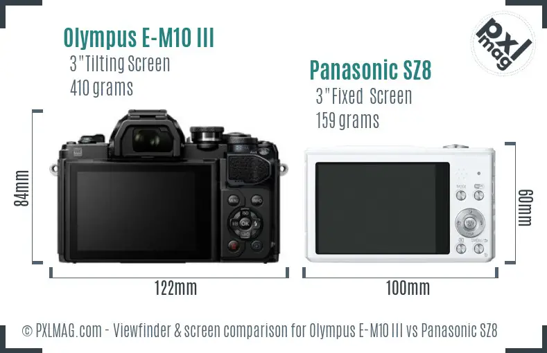 Olympus E-M10 III vs Panasonic SZ8 Screen and Viewfinder comparison