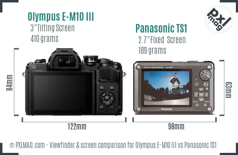 Olympus E-M10 III vs Panasonic TS1 Screen and Viewfinder comparison
