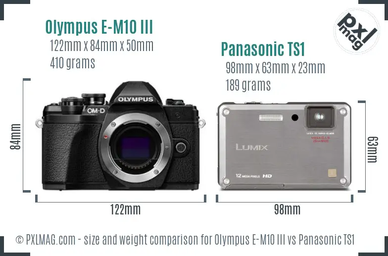 Olympus E-M10 III vs Panasonic TS1 size comparison