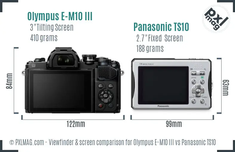 Olympus E-M10 III vs Panasonic TS10 Screen and Viewfinder comparison