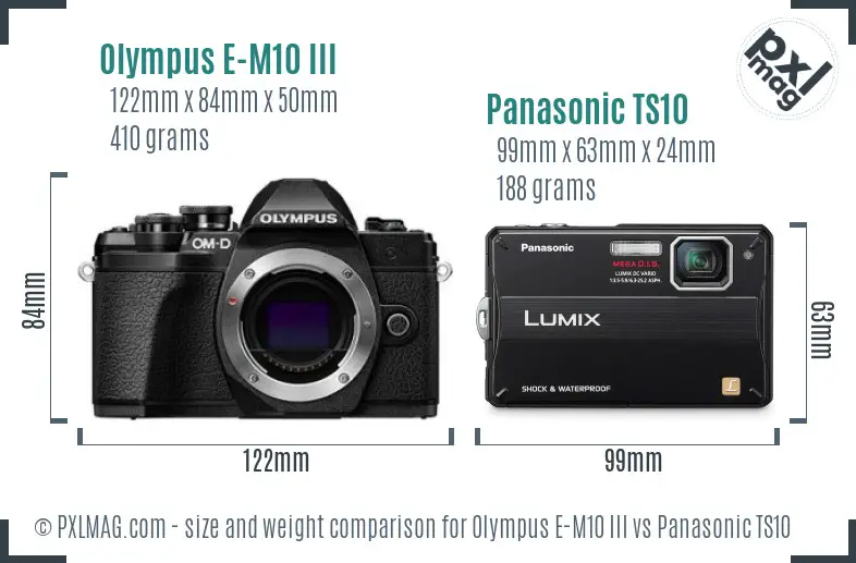 Olympus E-M10 III vs Panasonic TS10 size comparison