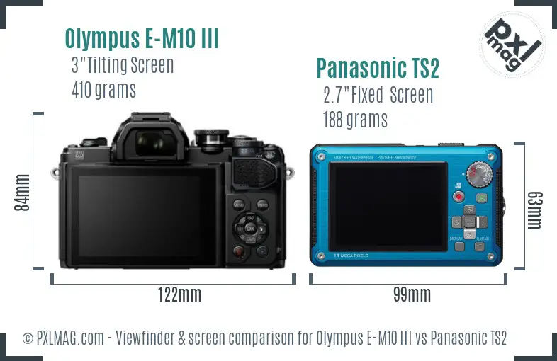Olympus E-M10 III vs Panasonic TS2 Screen and Viewfinder comparison