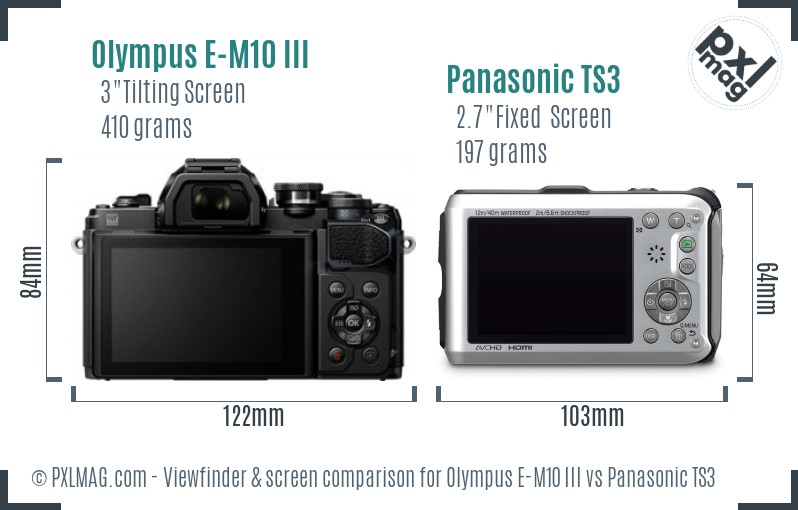 Olympus E-M10 III vs Panasonic TS3 Screen and Viewfinder comparison