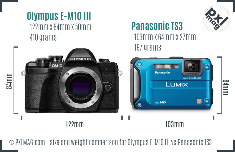 Olympus E-M10 III vs Panasonic TS3 size comparison