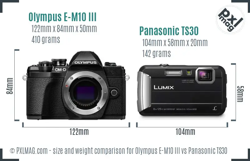 Olympus E-M10 III vs Panasonic TS30 size comparison