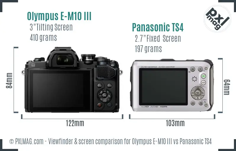 Olympus E-M10 III vs Panasonic TS4 Screen and Viewfinder comparison