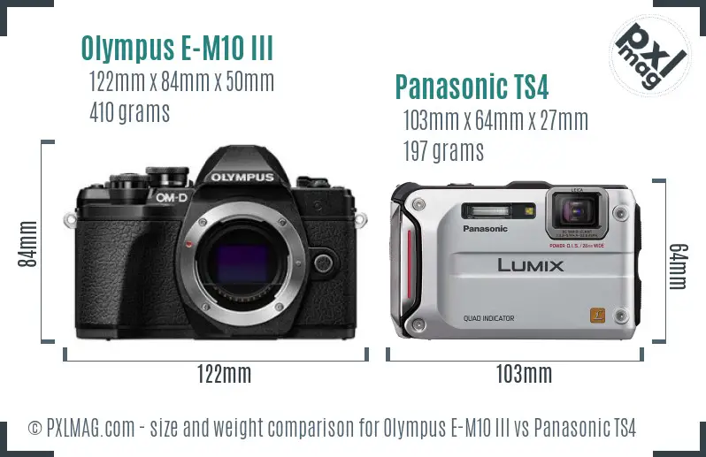 Olympus E-M10 III vs Panasonic TS4 size comparison