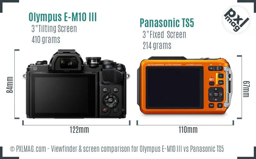Olympus E-M10 III vs Panasonic TS5 Screen and Viewfinder comparison