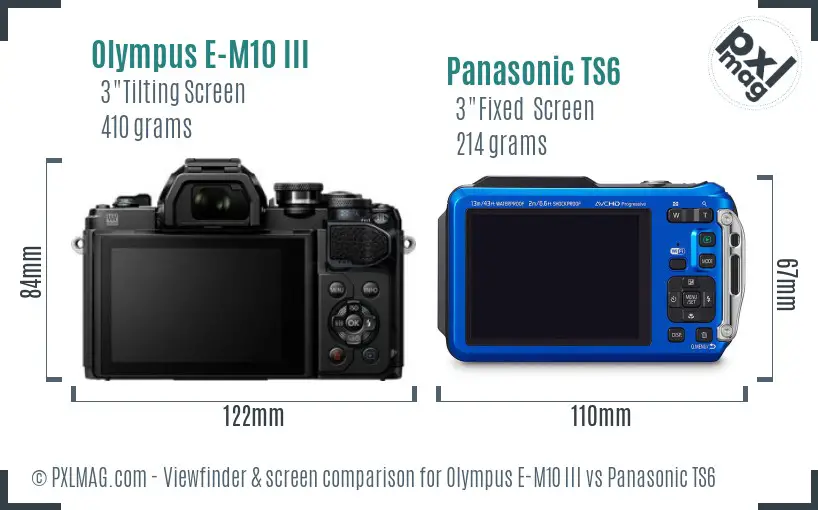 Olympus E-M10 III vs Panasonic TS6 Screen and Viewfinder comparison