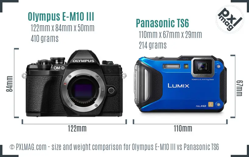 Olympus E-M10 III vs Panasonic TS6 size comparison