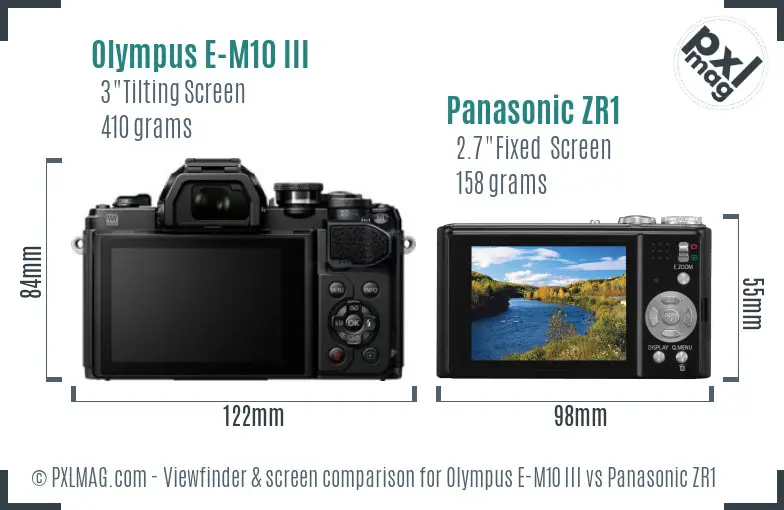 Olympus E-M10 III vs Panasonic ZR1 Screen and Viewfinder comparison