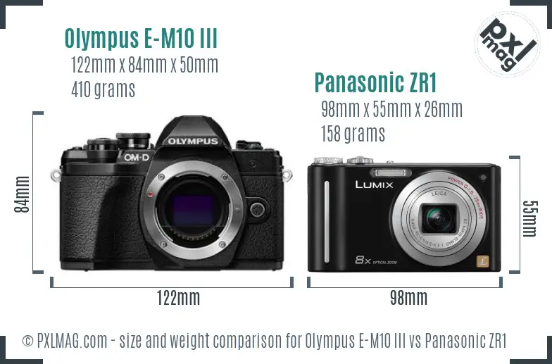 Olympus E-M10 III vs Panasonic ZR1 size comparison