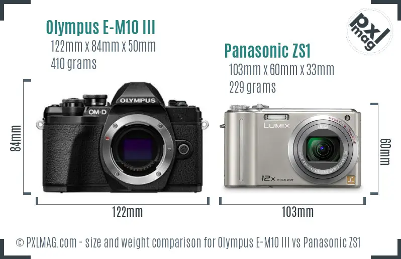 Olympus E-M10 III vs Panasonic ZS1 size comparison