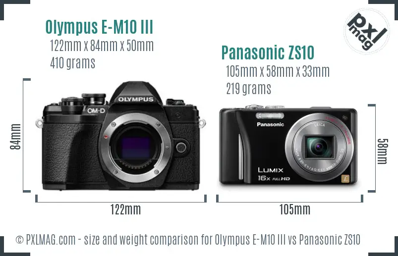 Olympus E-M10 III vs Panasonic ZS10 size comparison