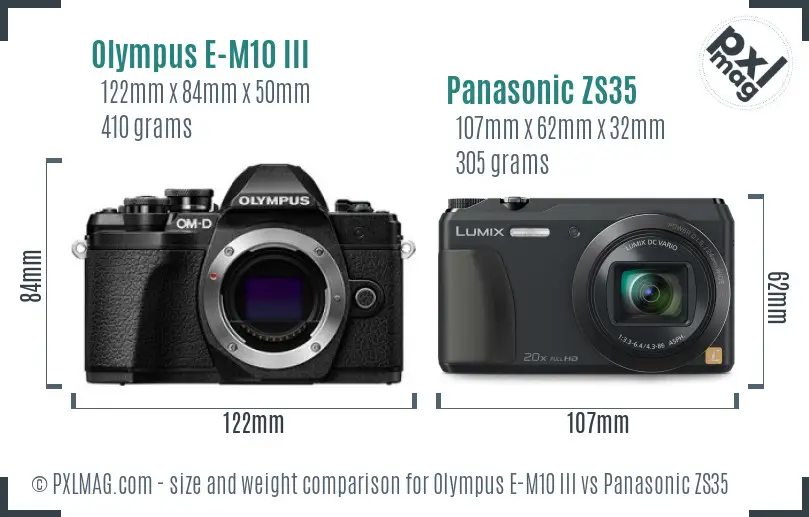 Olympus E-M10 III vs Panasonic ZS35 size comparison