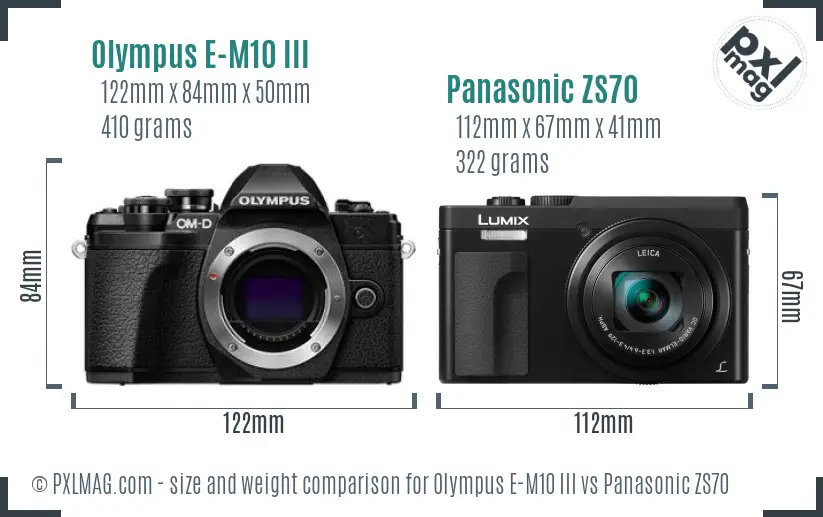 Olympus E-M10 III vs Panasonic ZS70 size comparison