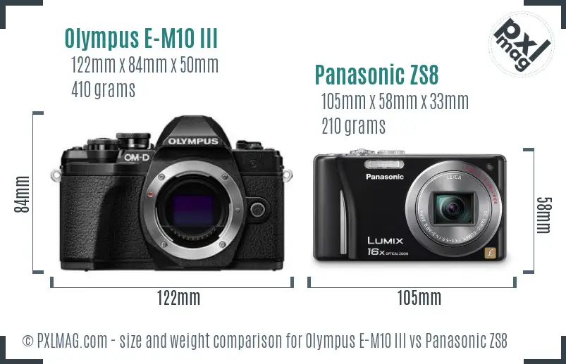 Olympus E-M10 III vs Panasonic ZS8 size comparison