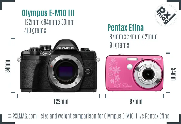 Olympus E-M10 III vs Pentax Efina size comparison
