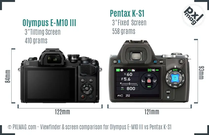 Olympus E-M10 III vs Pentax K-S1 Screen and Viewfinder comparison