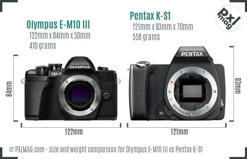 Olympus E-M10 III vs Pentax K-S1 size comparison