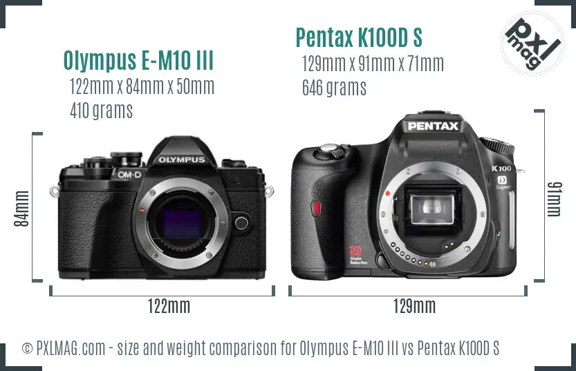 Olympus E-M10 III vs Pentax K100D S size comparison