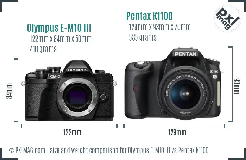Olympus E-M10 III vs Pentax K110D size comparison